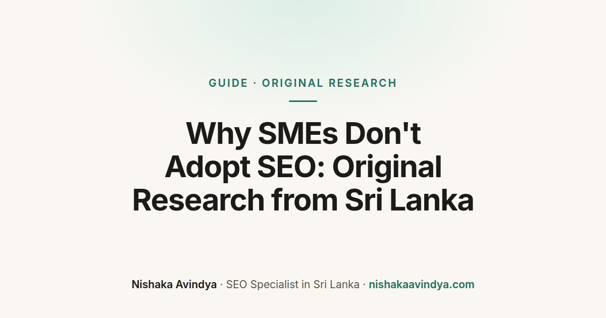 Cover: Why SMEs Don't Adopt SEO, original research from Sri Lanka